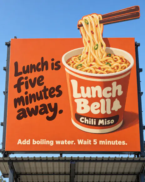 Example: Billboard ad for Lunch Bell, a fictional brand