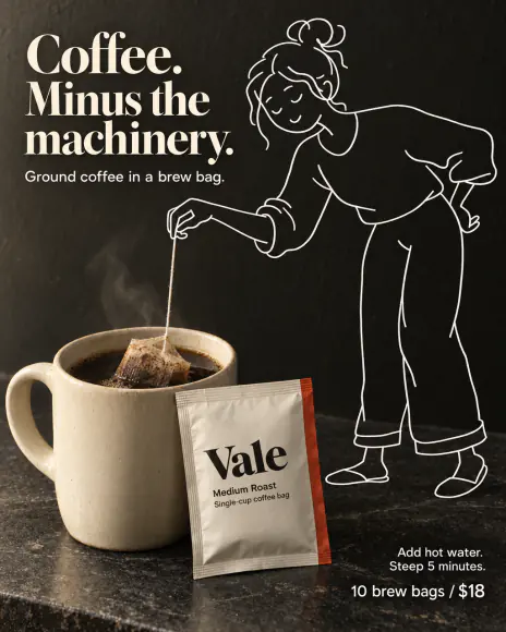 Example: Cartoon ad for Vale, a fictional brand