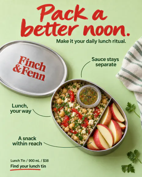 Example: Daily use ad for Finch & Fenn, a fictional brand