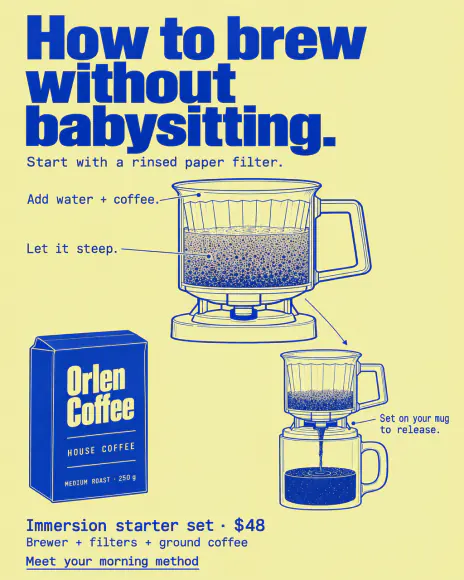 Example: How to ad for Orlen Coffee, a fictional brand