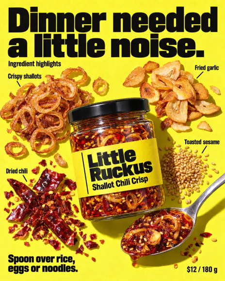 Example: Ingredients ad for Little Ruckus, a fictional brand