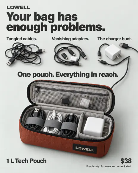 Example: Problems ad for LOWELL, a fictional brand