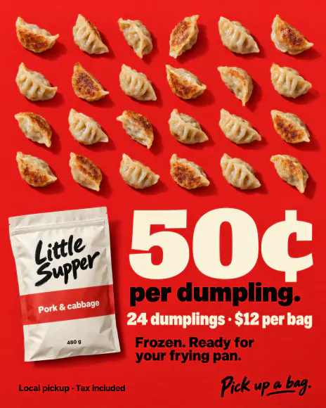 Example: Stat headline ad for Little Supper, a fictional brand