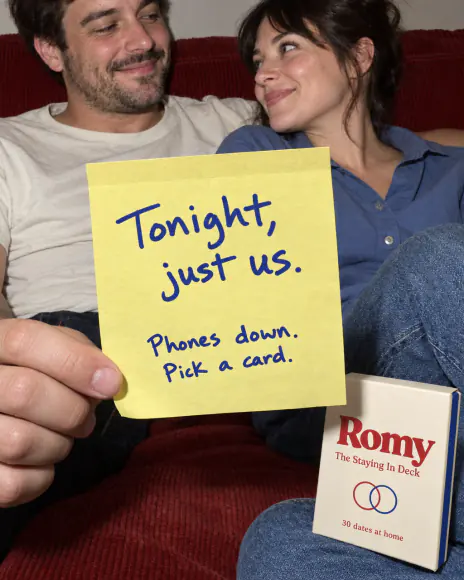 Example: Sticky note ad for Romy, a fictional brand