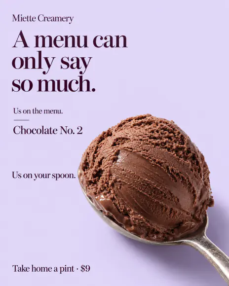 Example: Us vs us ad for Miette Creamery, a fictional brand